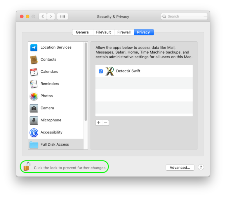 Full Disk Access on Mojave